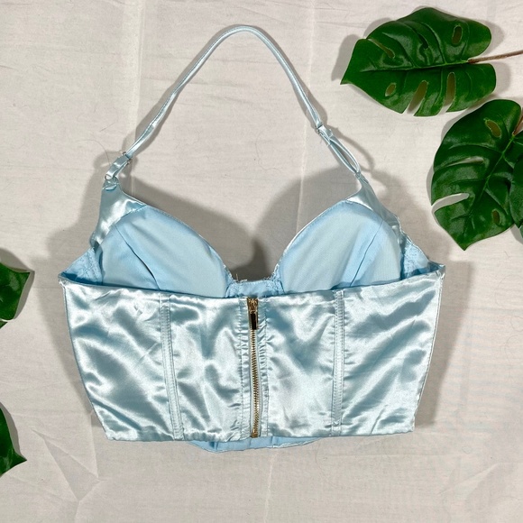 SHEIN Light Blue Satin Corset Top - Picture 2 of 4